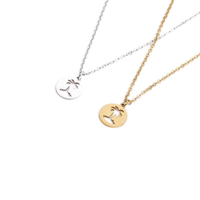 Titanium Steel Hollow Coconut Tree Pendant Neck Accessories Unisex - www.Shopthatapp.com