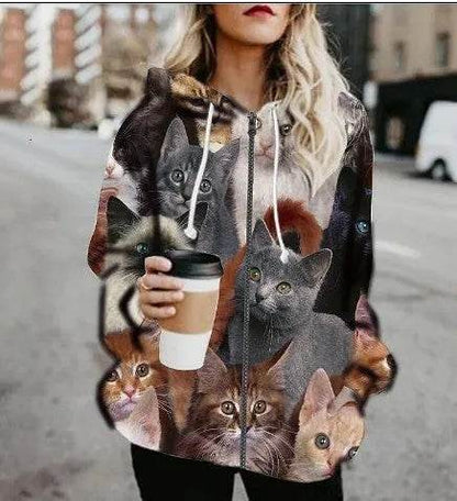 Printed Anime Cartoon Casual Fashion Zip up Hoodie Cardigan women - www.Shopthatapp.com