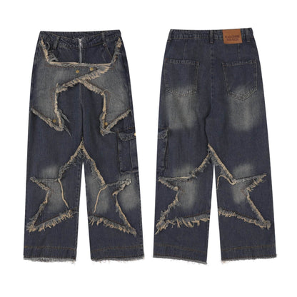 Distressed Denim Pant for women Oversized Streetstyle Patch Cargo Jeans Pant - www.Shopthatapp.com