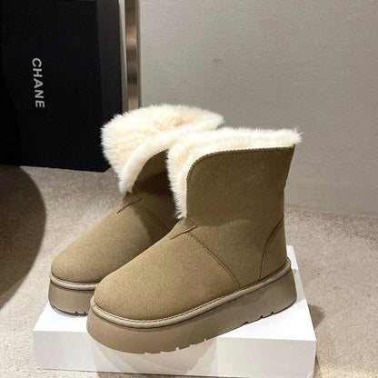 Winter Warm Snow Boots New Fashion Foldable Fleece Cotton Shoes For Women Plus Velvet And Thickened Plush Ankle Boots - www.Shopthatapp.com