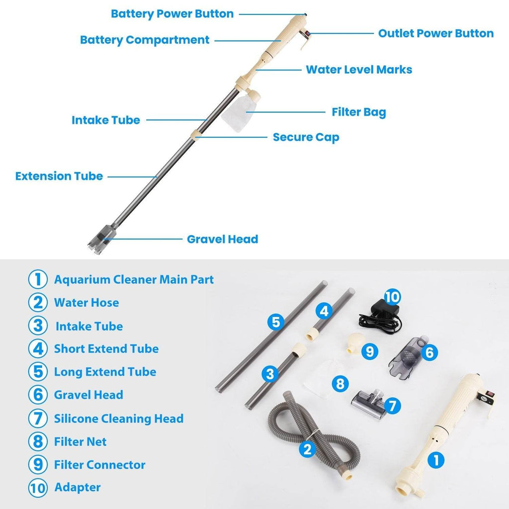 Powerful Electric Aquarium Vacuum Gravel Cleaner - www.Shopthatapp.com
