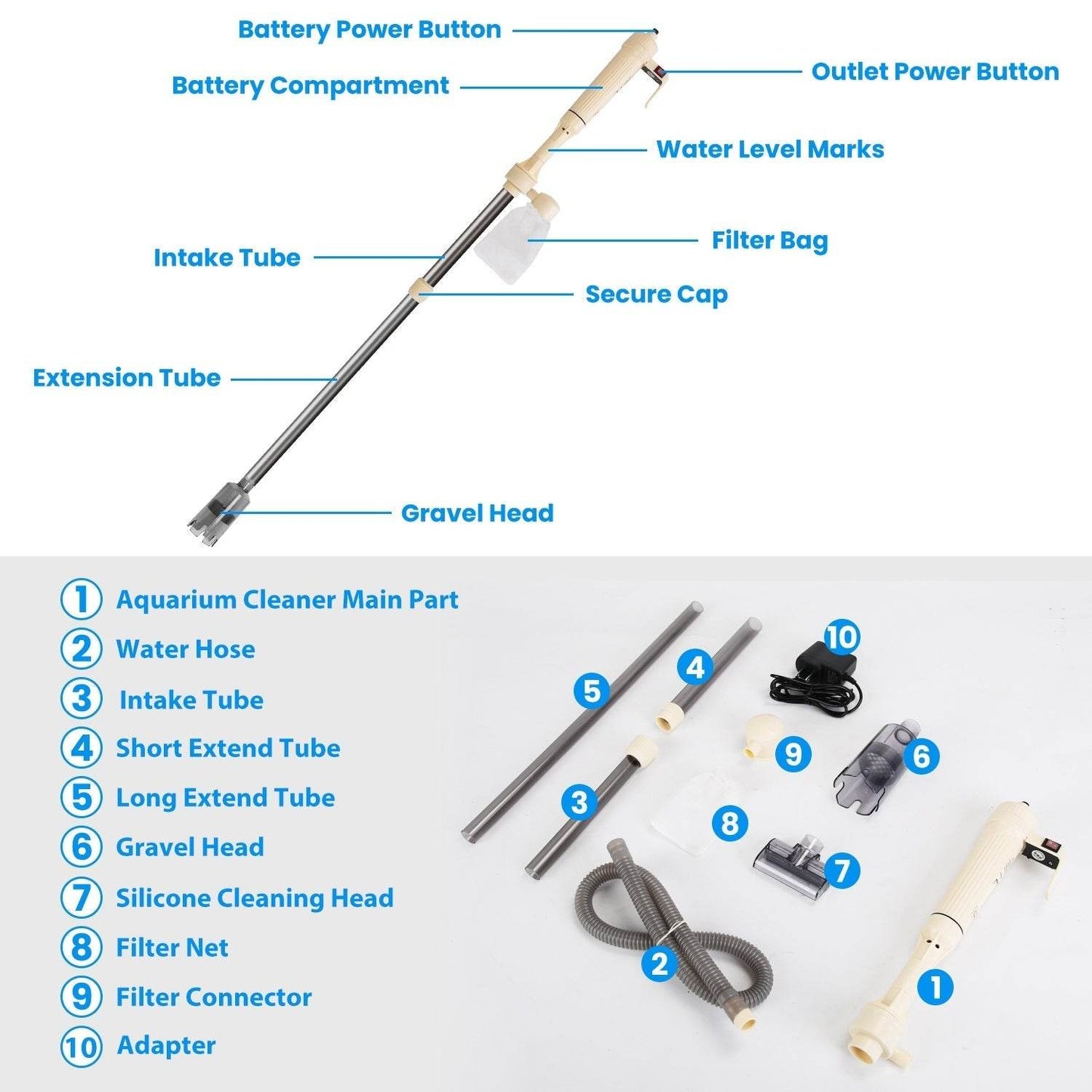 Powerful Electric Aquarium Vacuum Gravel Cleaner - www.Shopthatapp.com