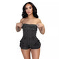 Women Denim Tube Romper Jumpsuit Strapless Bodycon Denim Short Jumpsuit - www.Shopthatapp.com