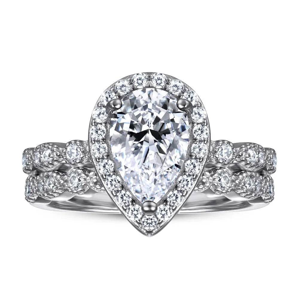 Fashion Ring Set Ladies 925 Sterling Silver Combination Wedding Ring women - www.Shopthatapp.com