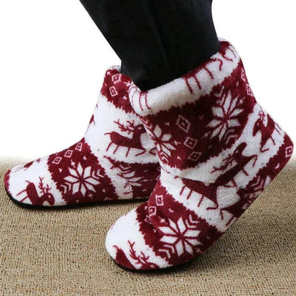 Christmas Elk Floor Shoes Indoor Socks Shoes Warm Plush House Slippers - www.Shopthatapp.com