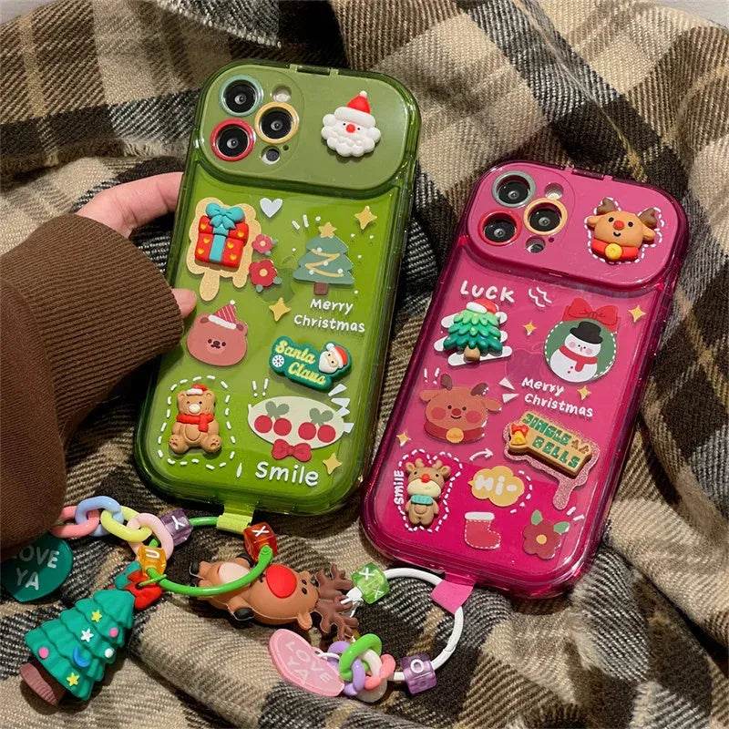 Christmas -Themed Silicone iphone Protective case with pendant girls - www.Shopthatapp.com