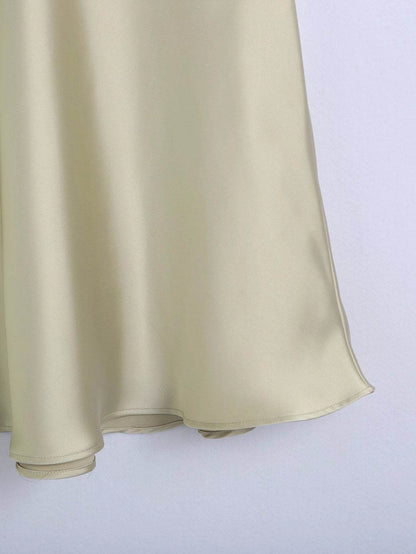 High Waisted Midi Silk Satin Skirt - www.Shopthatapp.com