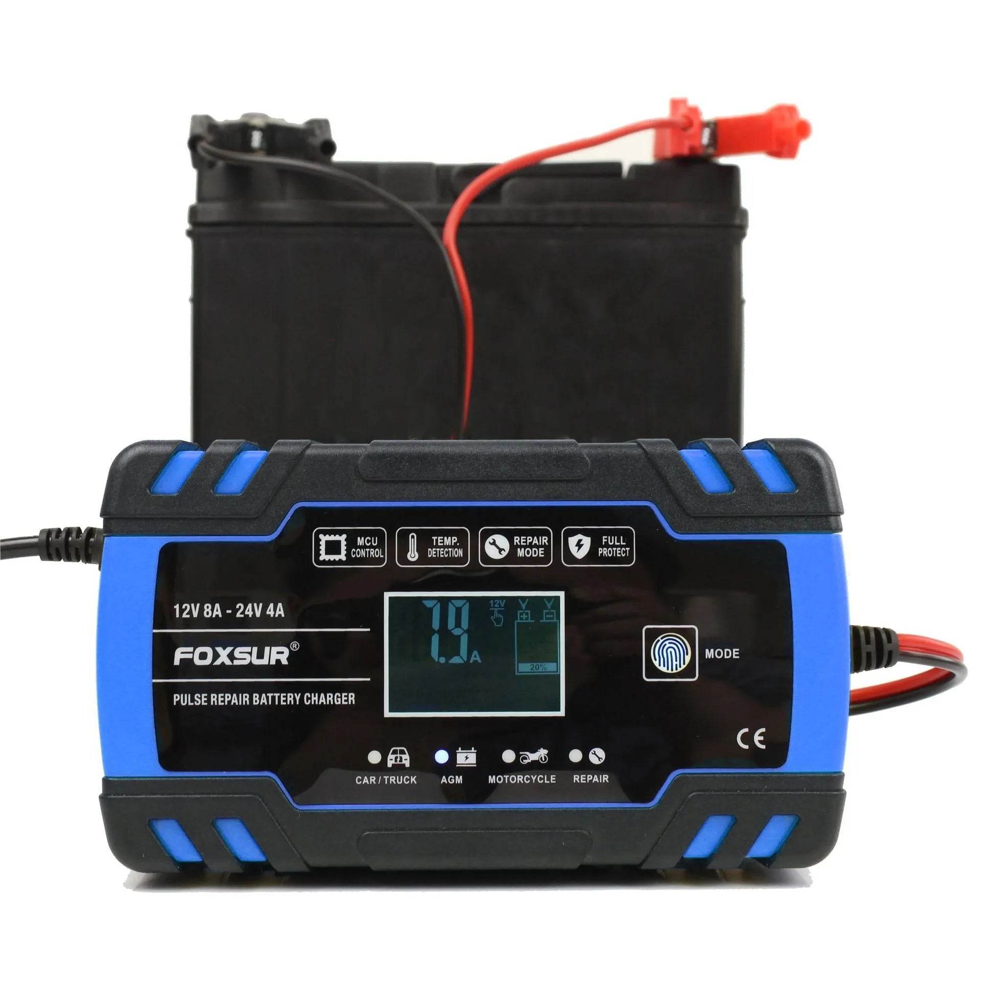 Universal  LCD Display Smart Battery Charger For Motorcycles, Cars, Trucks - www.Shopthatapp.com