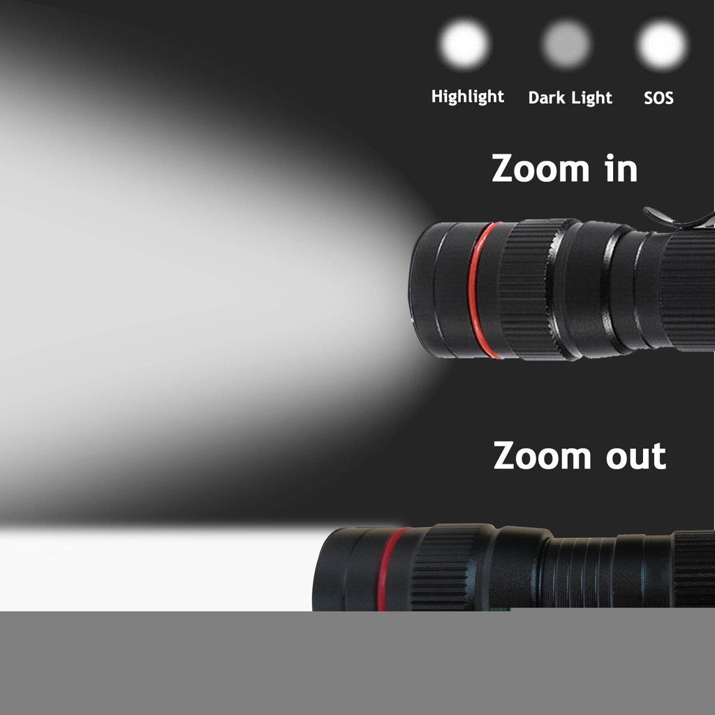 LED Military Flashlight USB Rechargeable Tactical Zoom Handheld Torch - www.Shopthatapp.com