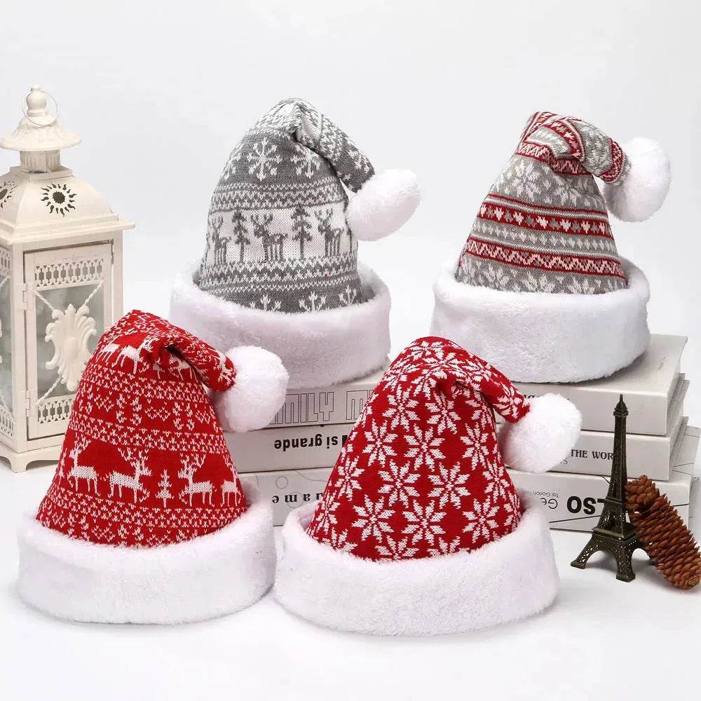 Snowflake Deer Knitted Wool Flannel Christmas Hat - www.Shopthatapp.com
