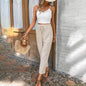 Women's Summer 2-Piece Outfit Sleeveless Lace Vest Top And Casual Elastic Waist Pants - www.Shopthatapp.com