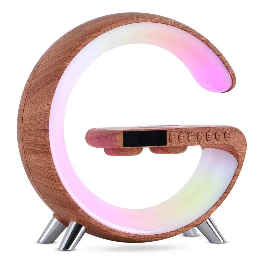 G shaped Wireless Phone Charging Night LED Lamp Bluetooth Speaker - www.Shopthatapp.com