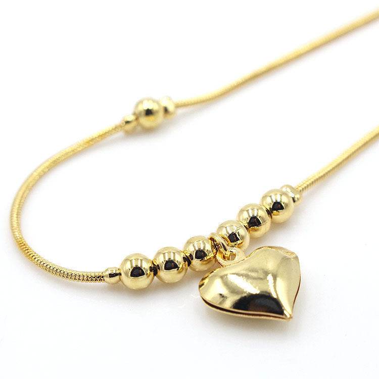 Fashionable Golden Heart-shaped Pendant Anklet - www.Shopthatapp.com