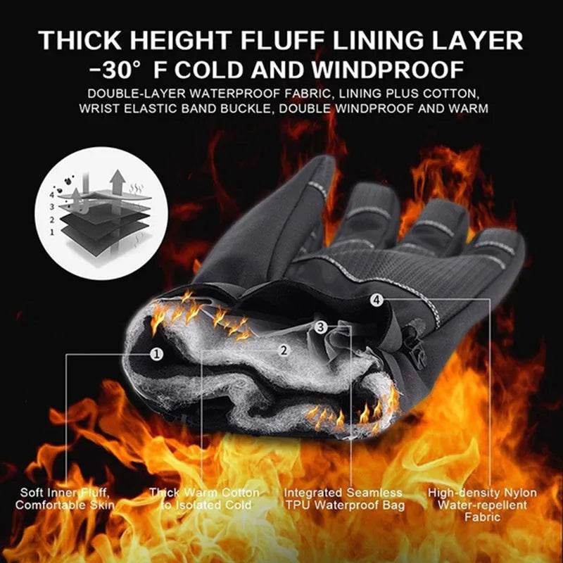 Winter Gloves Touchscreen Non-Slip Unisex Waterproof Windproof Warm Cycling Ski Sports Gloves Women Men - www.Shopthatapp.com