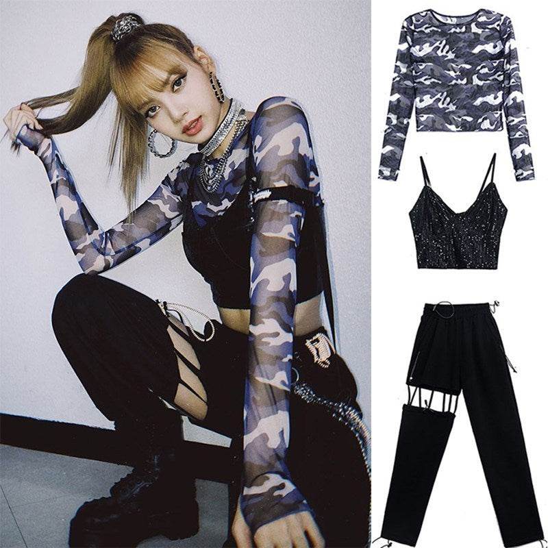 Party Club Dance Hip pop style Two piece Outfit set women - www.Shopthatapp.com