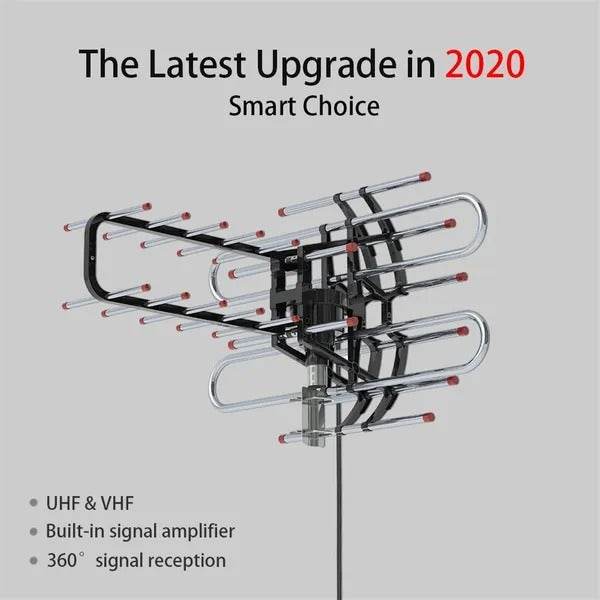 TA-851B 360Rotation UV Dual Frequency 45-860MHz 22-38dB Open Antenna Silver - www.Shopthatapp.com