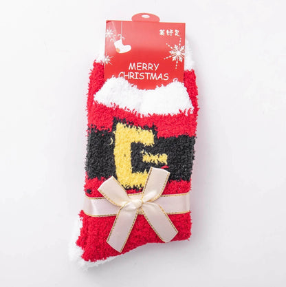 Winter Christmas Stockings Women's Thickened Bow Long Tube Fleece-lined - www.Shopthatapp.com