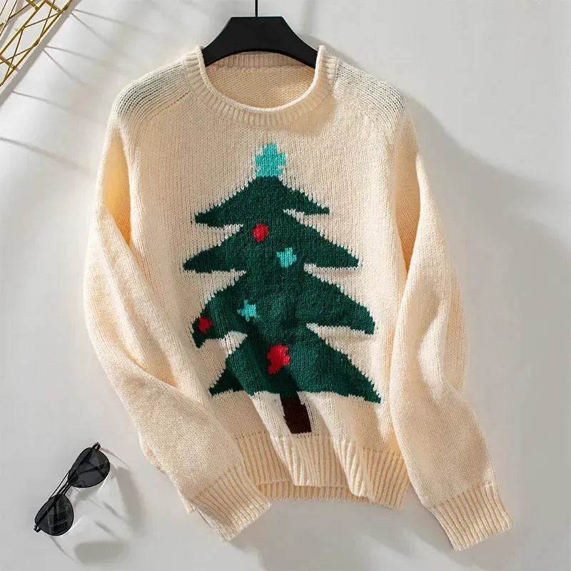 Christmas Tree Pullover Women's Round Neck Loose Sweater - www.Shopthatapp.com