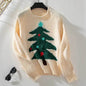 Christmas Tree Pullover Women's Round Neck Loose Sweater - www.Shopthatapp.com