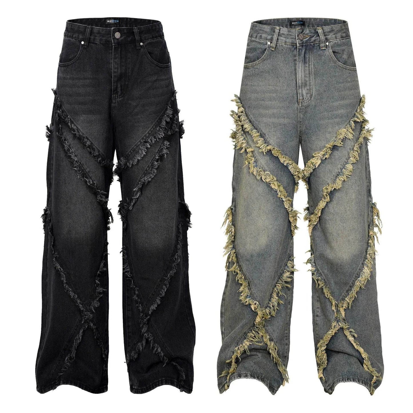 Wash Distressed Stitching Baggy Jeans Pant With Whiskers Same Style For Men And Women - www.Shopthatapp.com
