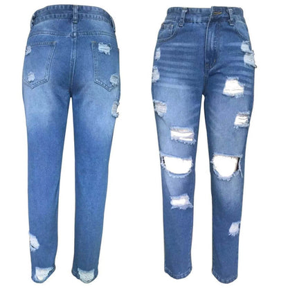 Ripped Slim Fit Baggy Jeans Pant For Women - www.Shopthatapp.com