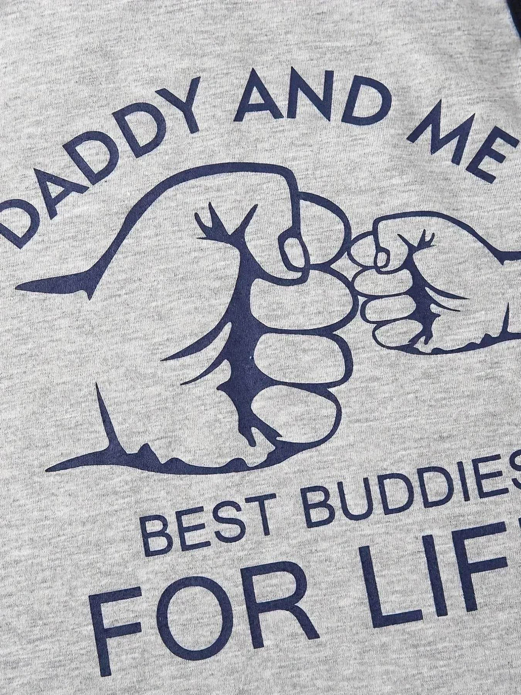 Summer Trendy Boys Letter Fist Print Sleeveless Casual Pants Suit Sleeveless two piece for boys Daddy and me outfit - www.Shopthatapp.com