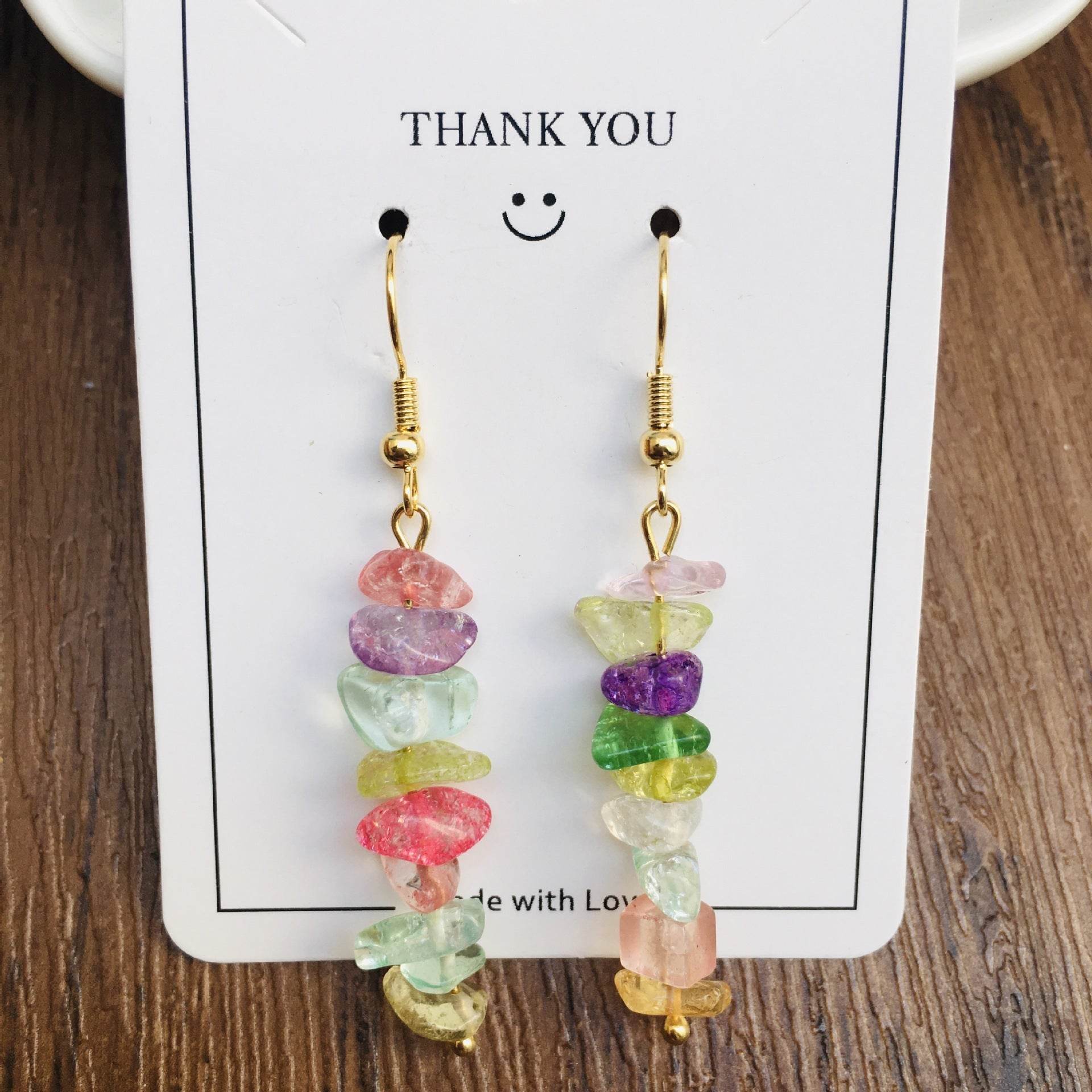 Handmade DIY Natural Crystal Stone Beaded Earrings - www.Shopthatapp.com