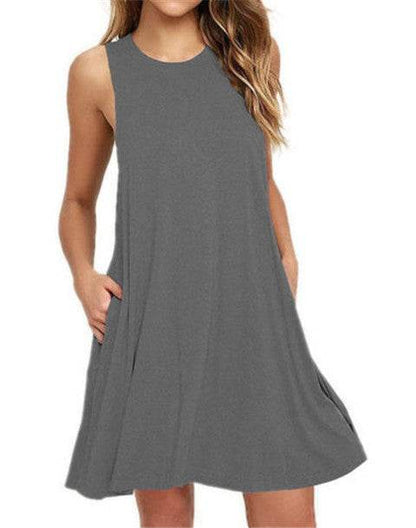 Casual Summer dress Women Pocket Dress Ladies beach mini dress