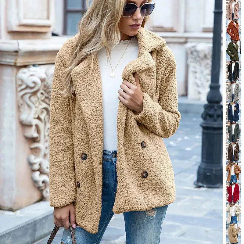 Lapel Winter Fleece Fluffy Jacket Cardigan Sweater for women - www.Shopthatapp.com