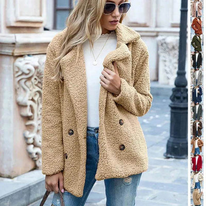 Lapel Winter Fleece Fluffy Jacket Cardigan Sweater for women - www.Shopthatapp.com