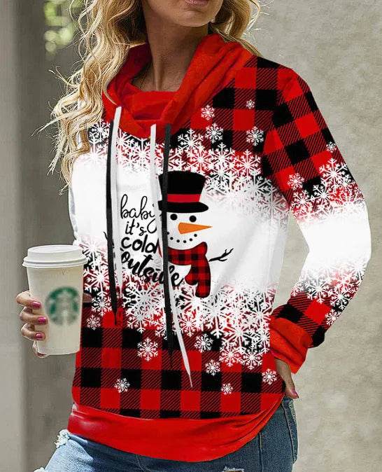 New Fashion Women's Pile Collar Printed Hoodie Pullover Top - www.Shopthatapp.com