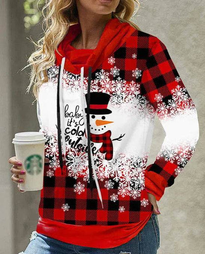 New Fashion Women's Pile Collar Printed Hoodie Pullover Top - www.Shopthatapp.com