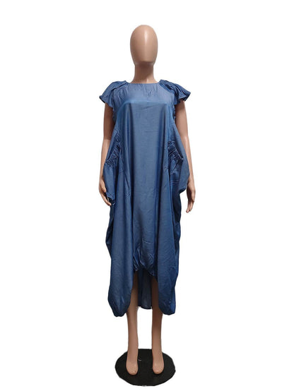 Fashion Faux Denim Large Pocket Loose Dress - www.Shopthatapp.com