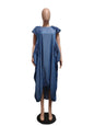 Fashion Faux Denim Large Pocket Loose Dress - www.Shopthatapp.com