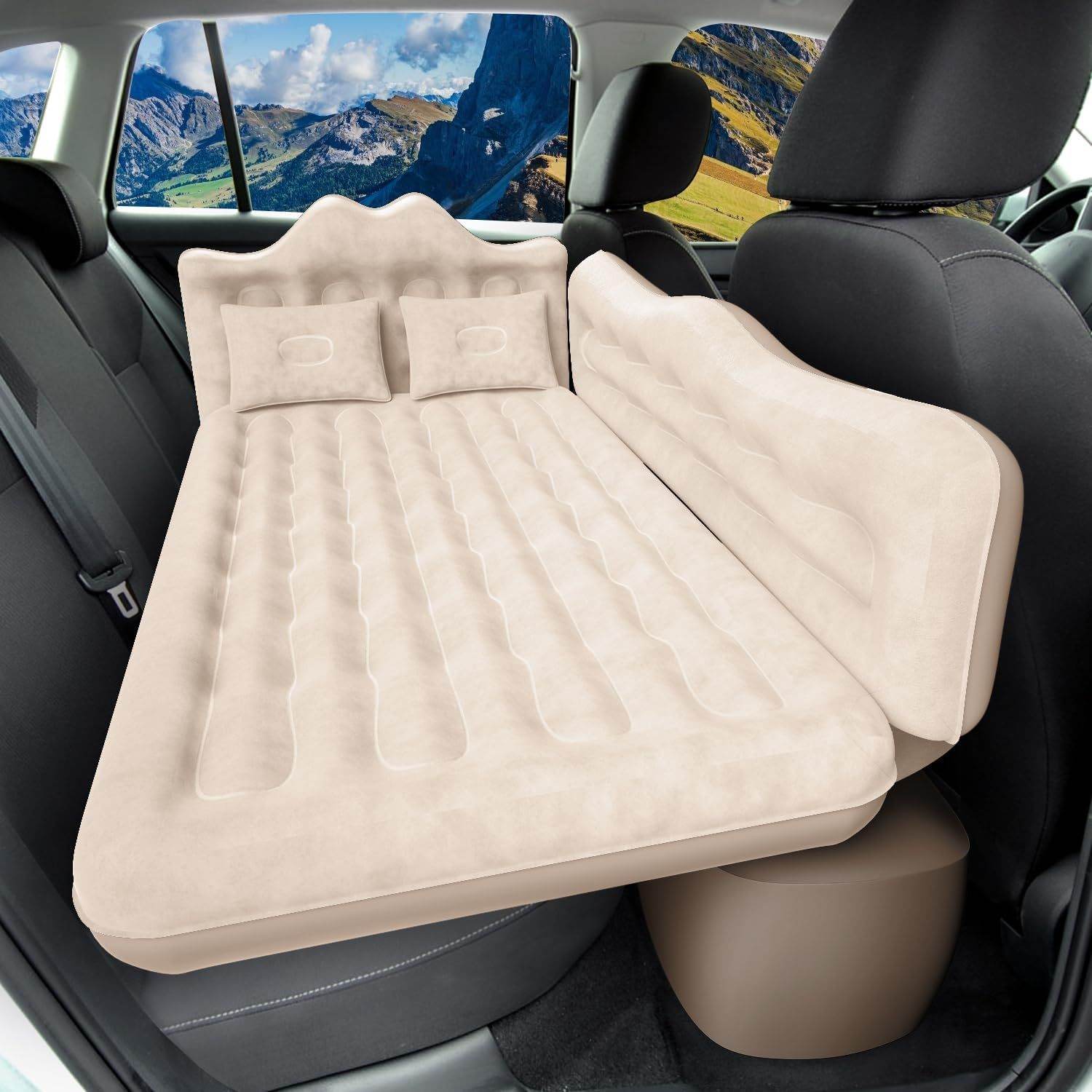 Inflatable Car Truck Outdoor Camping Air Mattress with 2 pillows - www.Shopthatapp.com
