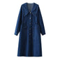 New Long Sleeve Button loose Denim Midi Dress Women - www.Shopthatapp.com
