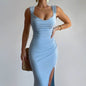 Slim Sleeveless Slit Dress With Back Tie Design Fashion Temperament Dresses For Women Clothing - www.Shopthatapp.com