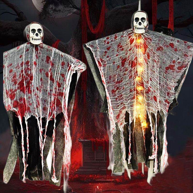 Halloween Decoration Blood-dyed Luminous Skull Hanging Ghost Outdoor Ornaments - www.Shopthatapp.com