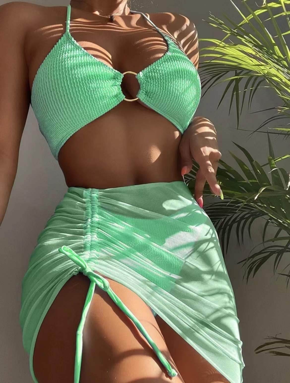 3pcs Halter Bikini Summer Fashion Personalized Three-point Beach Swimsuit For Women - www.Shopthatapp.com