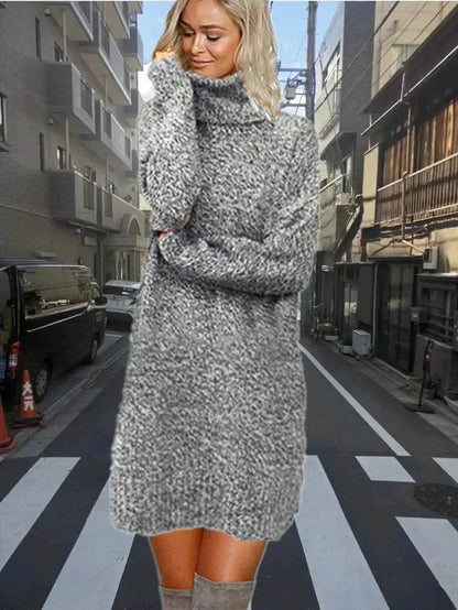 Autumn Winter Cashmere Mini High Neck Sweater Dress - www.Shopthatapp.com