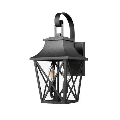 Black Outdoor Wall Light 2 Lights, Large Outdoor Modern Wall Light Fixtures, Industrial Porch Light Wall Mounted With Glass, Waterproof Farmhouse Exterior Light Lighting - www.Shopthatapp.com