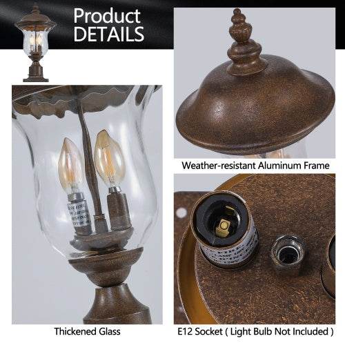 Vintage Outdoor Light Pole Lights, Waterproof Garden Patio Lights, Walkway & Driveway Lighting - One Piece No Bulb - www.Shopthatapp.com