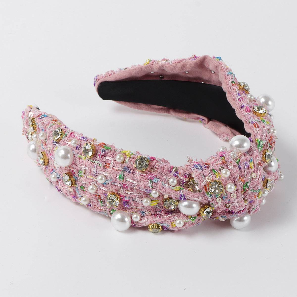 Vintage Fabric Rhinestone Pearl Headband - www.Shopthatapp.com