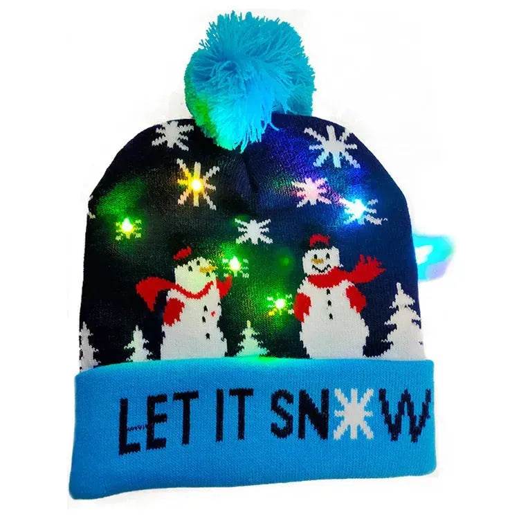 LED Christmas Hat Sweater Knitted Beanie Christmas Light Up Knitted Hat Christmas Gift  Kids Xmas New Year Decorations - www.Shopthatapp.com
