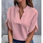 Summer Short-sleeved Chiffon Shirt New V-neck blouse Women's Casual Versatile Clothing Evening Tops for Women - www.Shopthatapp.com