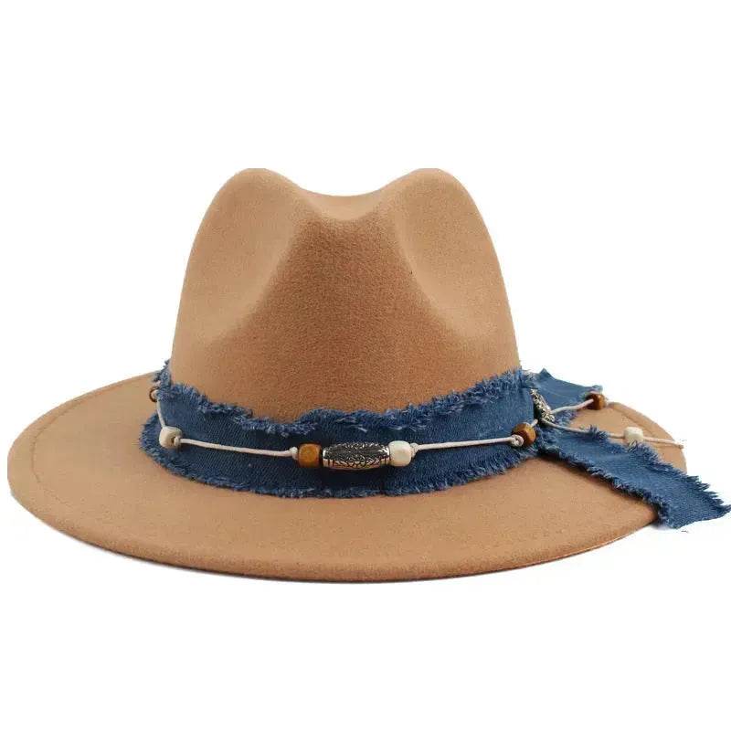Women Fashion  Denim Blue Cloth Scarf Hat Woolen Hat - www.Shopthatapp.com