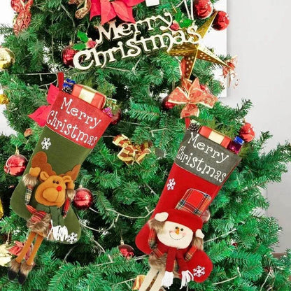 2024 New Year Xmas Big Stockings Set Decorations Christmas 3D Plush Big Sock Christmas Tree Pendant Decorating Supplies - www.Shopthatapp.com