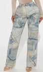 Denim Printed Jeans – Women’s High Rise Flare Leg Jeans - www.Shopthatapp.com