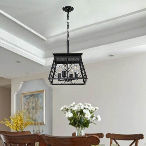 4 Lights Farmhouse Chandelier For Dining Room Black - www.Shopthatapp.com