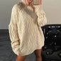 Casual Oversize Hip pop style Round neck Knitted Twist Sweater dress - www.Shopthatapp.com